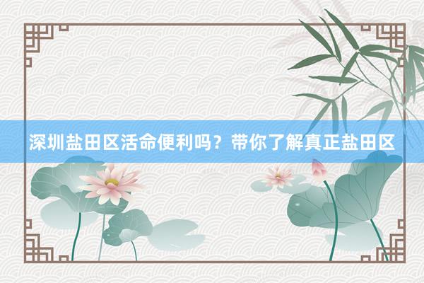 深圳盐田区活命便利吗？带你了解真正盐田区